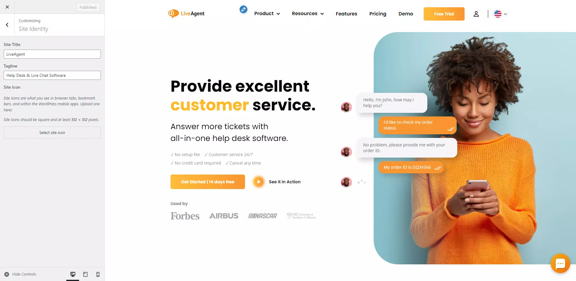 Nastavitve favikona LiveAgent