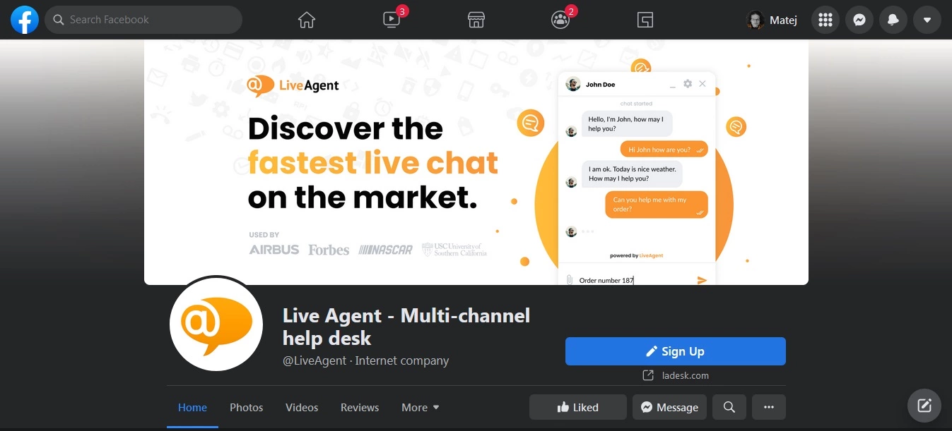 LiveAgent – Facebookova stran