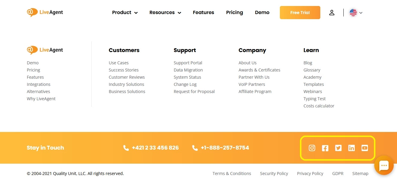 Primer ikon družbenih omrežij - LiveAgent