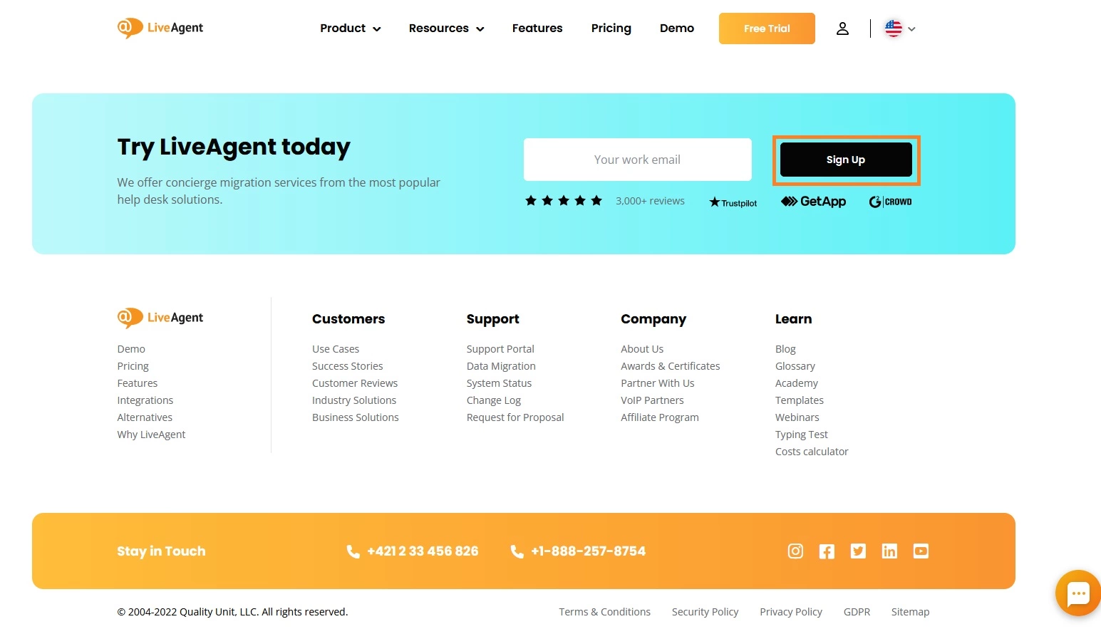 Možnost prijave LiveAgent