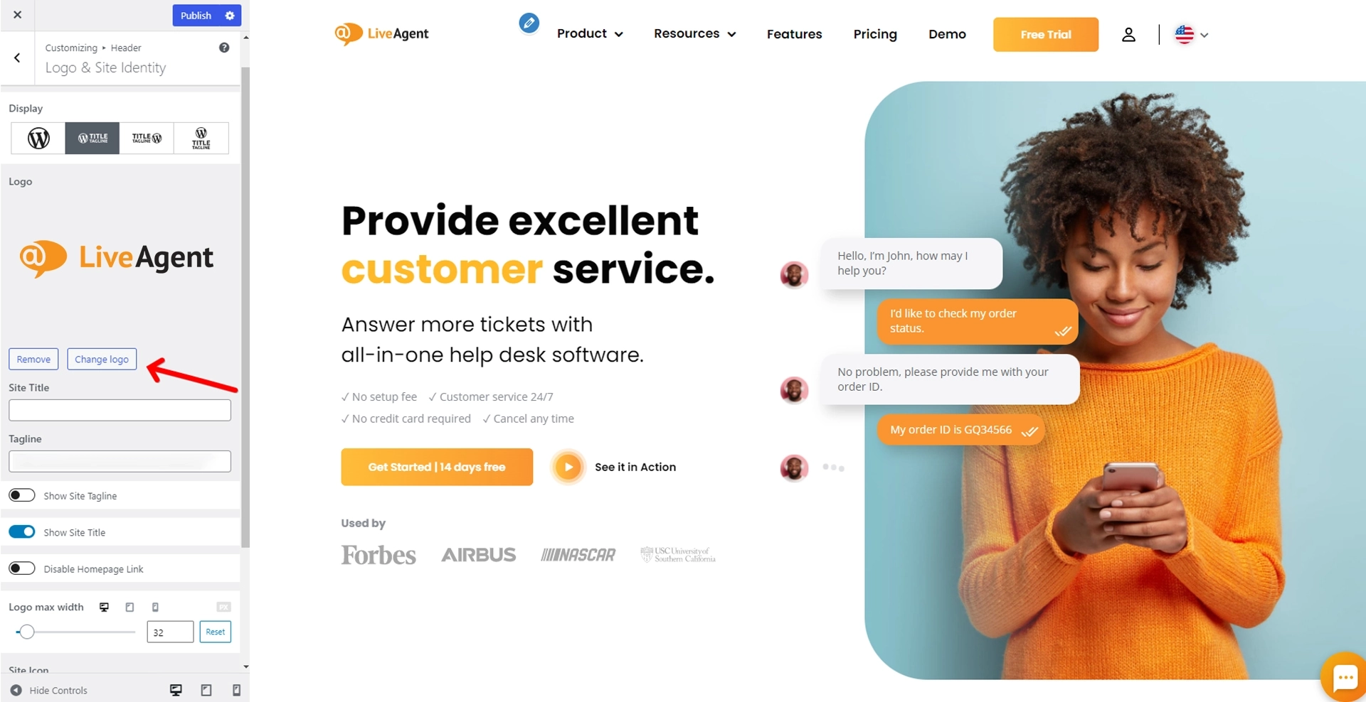 Povezovanje logotipa glave na domačo stran