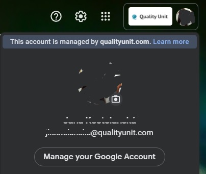 Primer e-pošte podjetja Quality Unit