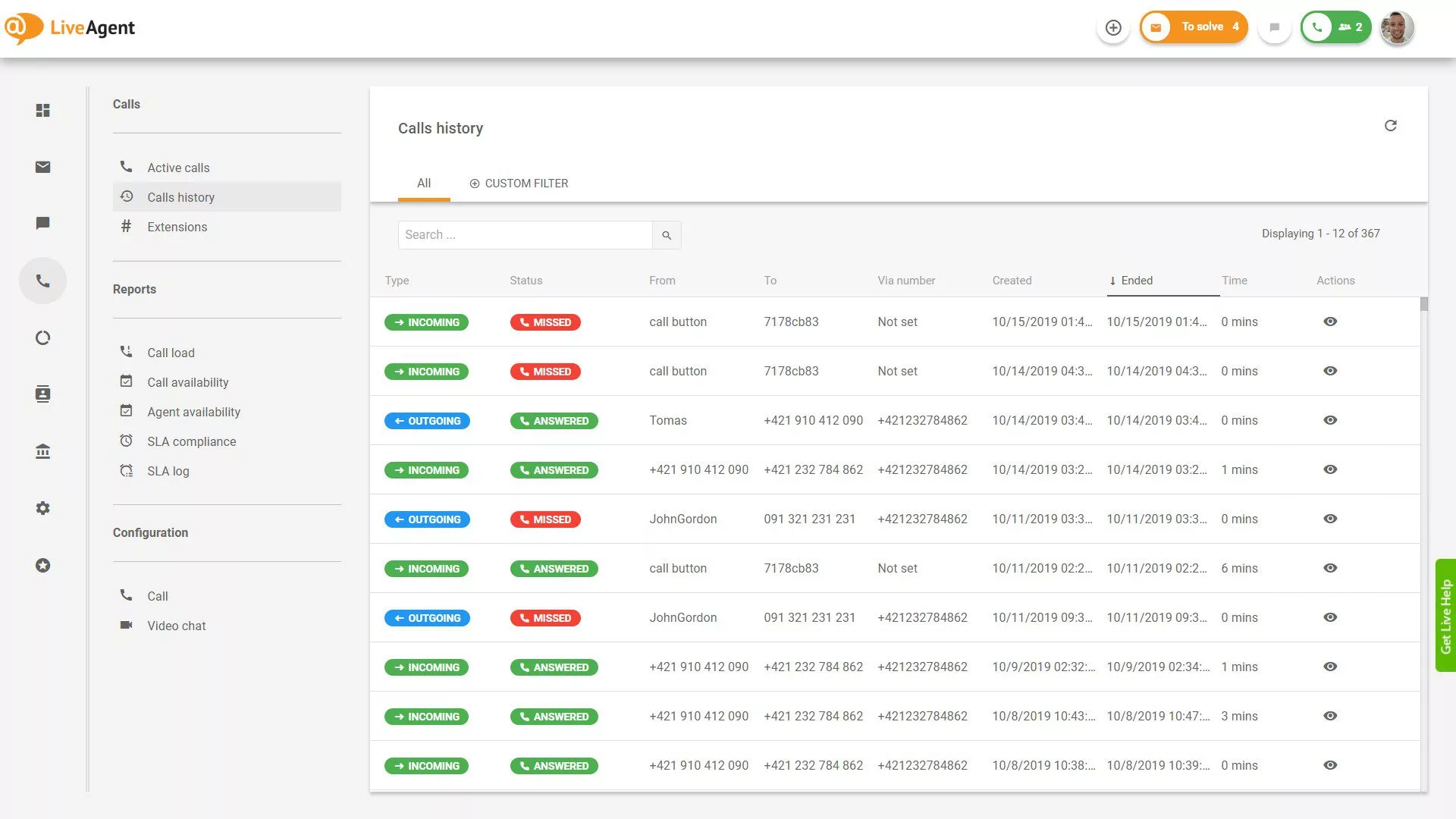 Pregled call centra LiveAgent