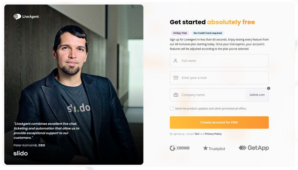 Račun preizkušnje LiveAgent