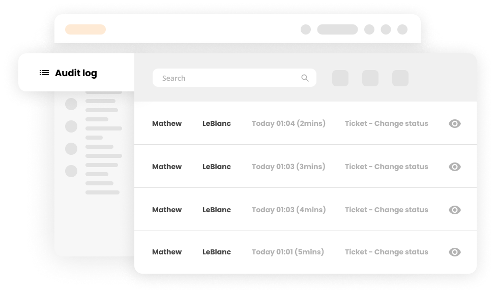 Filter dnevnika revizije v programski opremi Help desk za vstopnice - LiveAgent