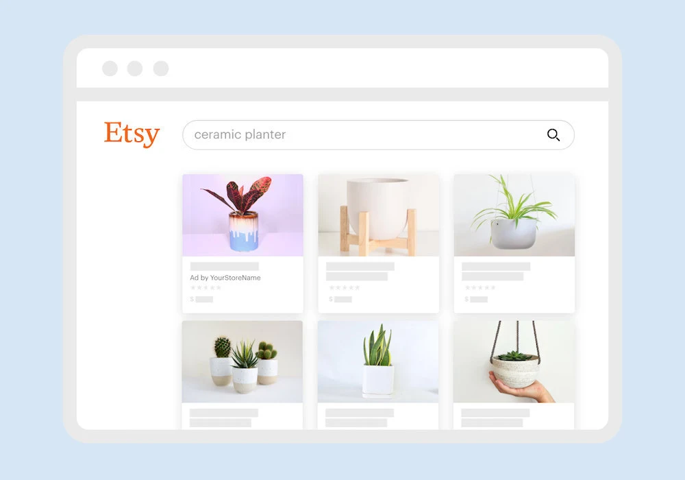 Primer oglasov Etsy