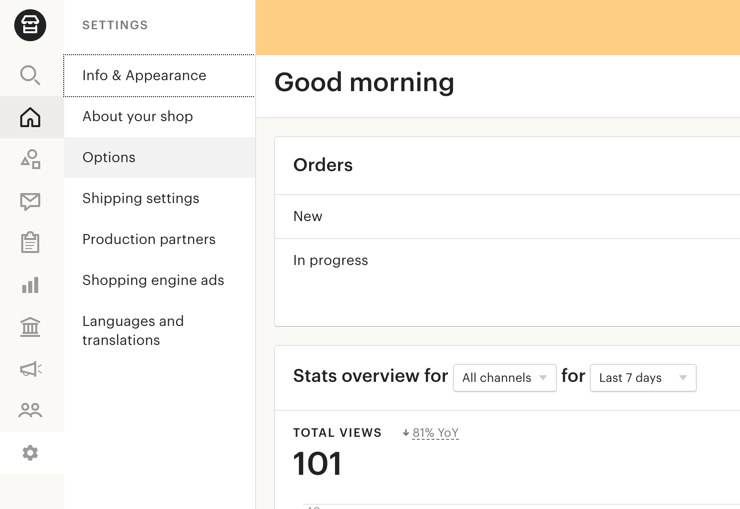 Nadzorna plošča Etsy Shop Manager