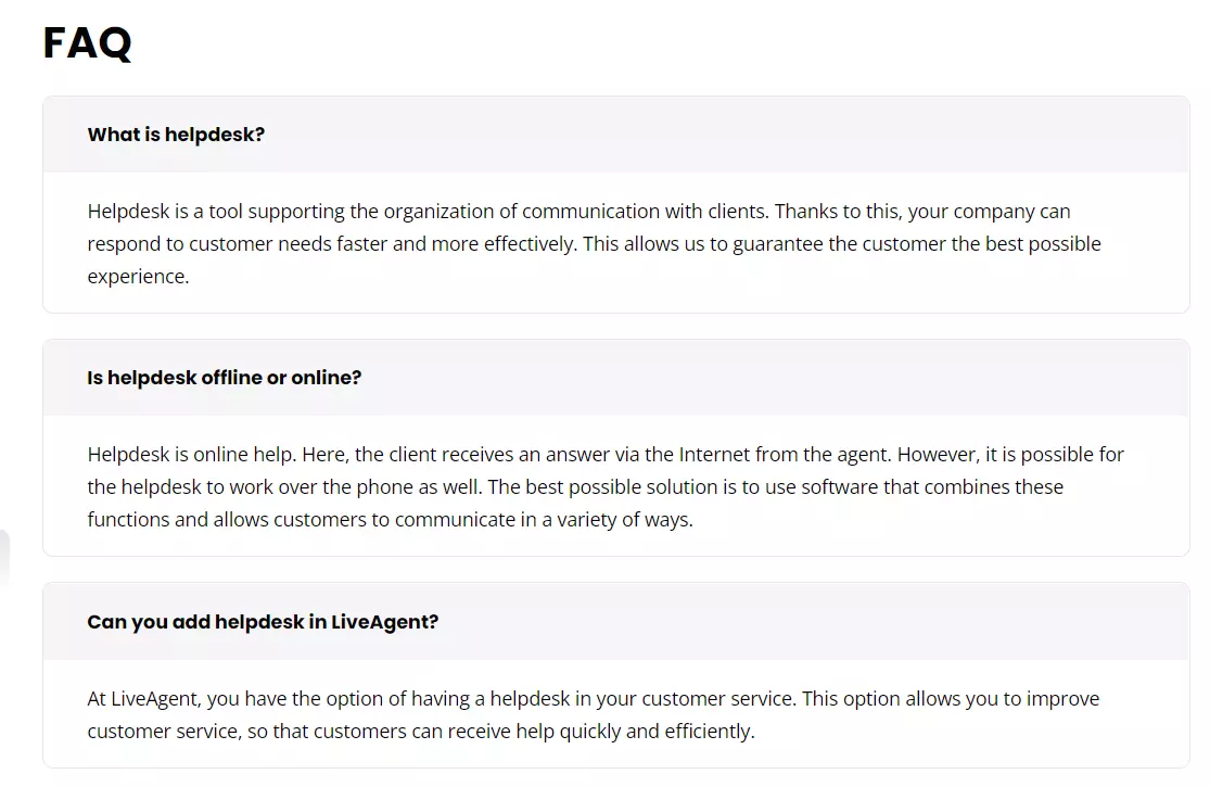 Primer pogosto zastavljenih vprašanj LiveAgent