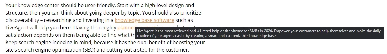 Notranja povezava v članku LiveAgent