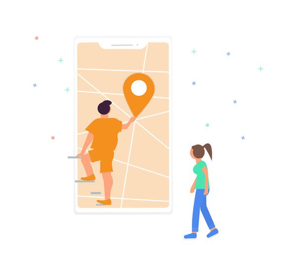 Potovanje - iskanje lokacije - ilustracija