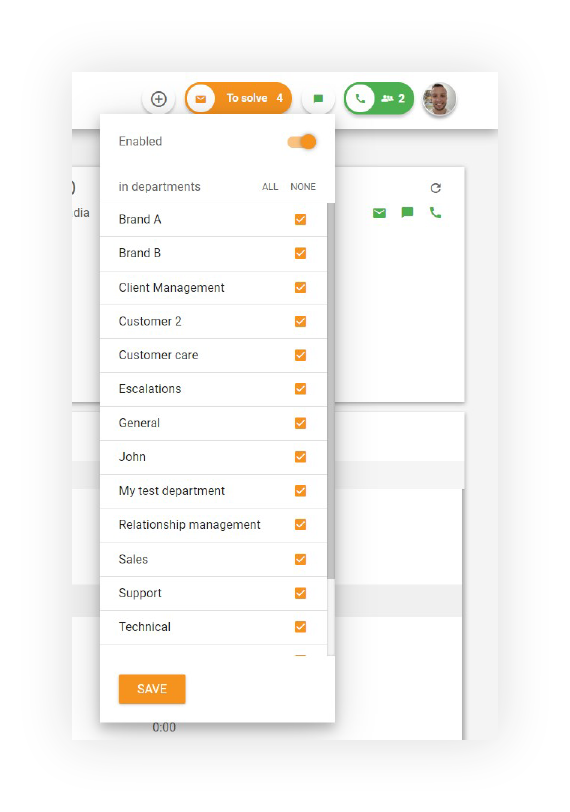 Funkcija skupine agentov in oddelka LiveAgent