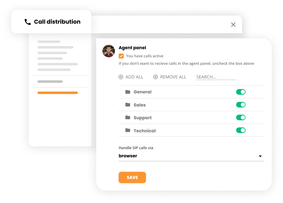 Nastavitve distribucije klicev v programski opremi za kontaktni center - LiveAgent