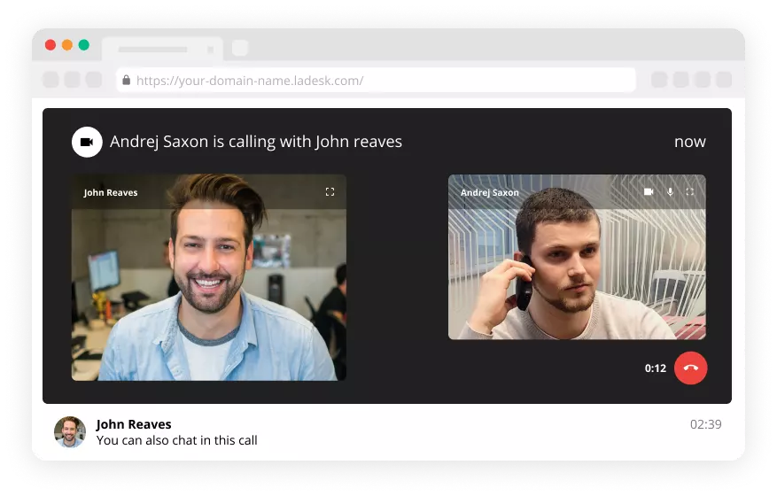 Video call feature v programski opremi za live chat - LiveAgent