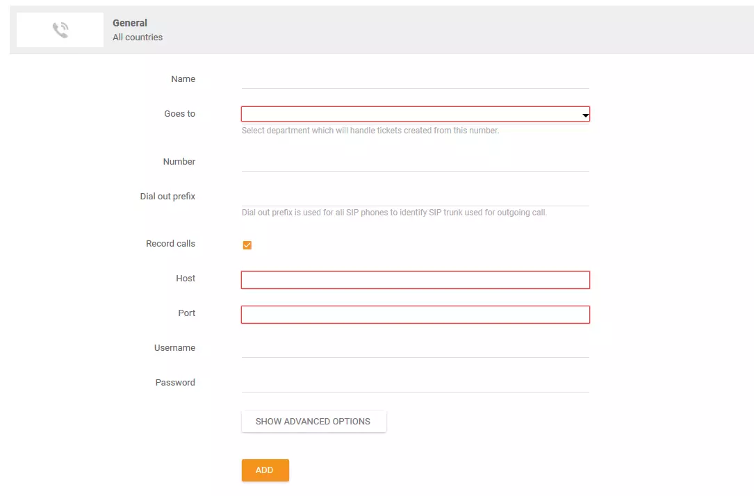Nastavitev informacij o klicu