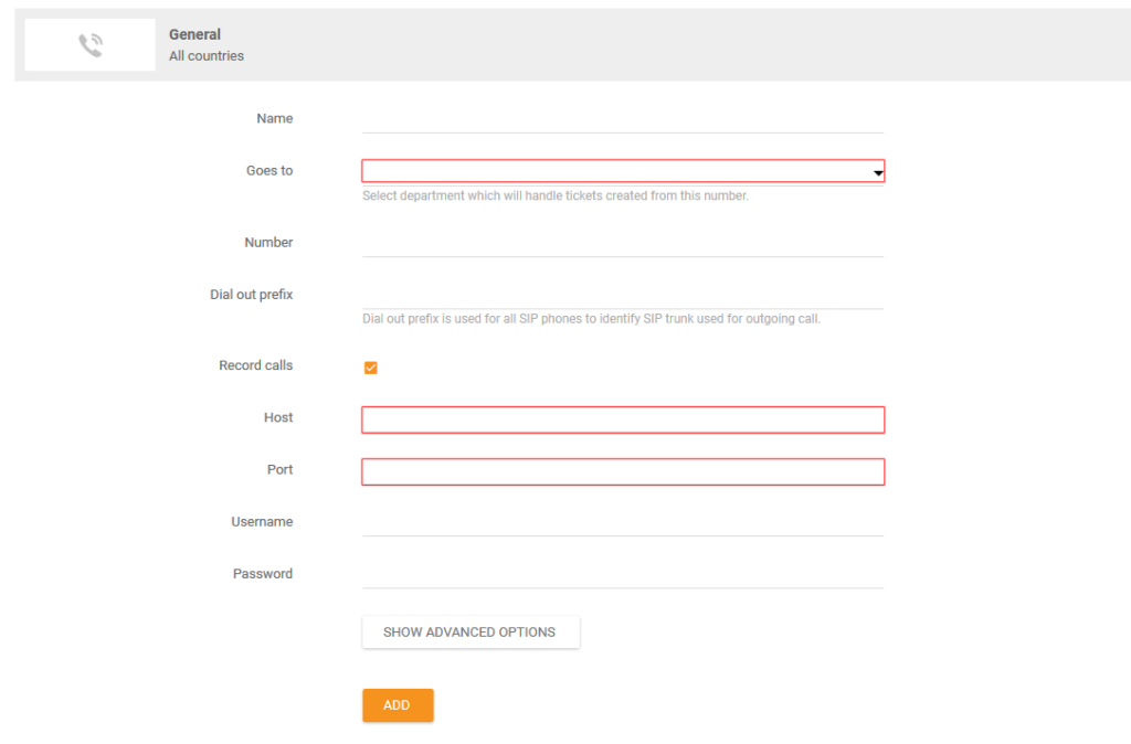 Splošne nastavitve klicev