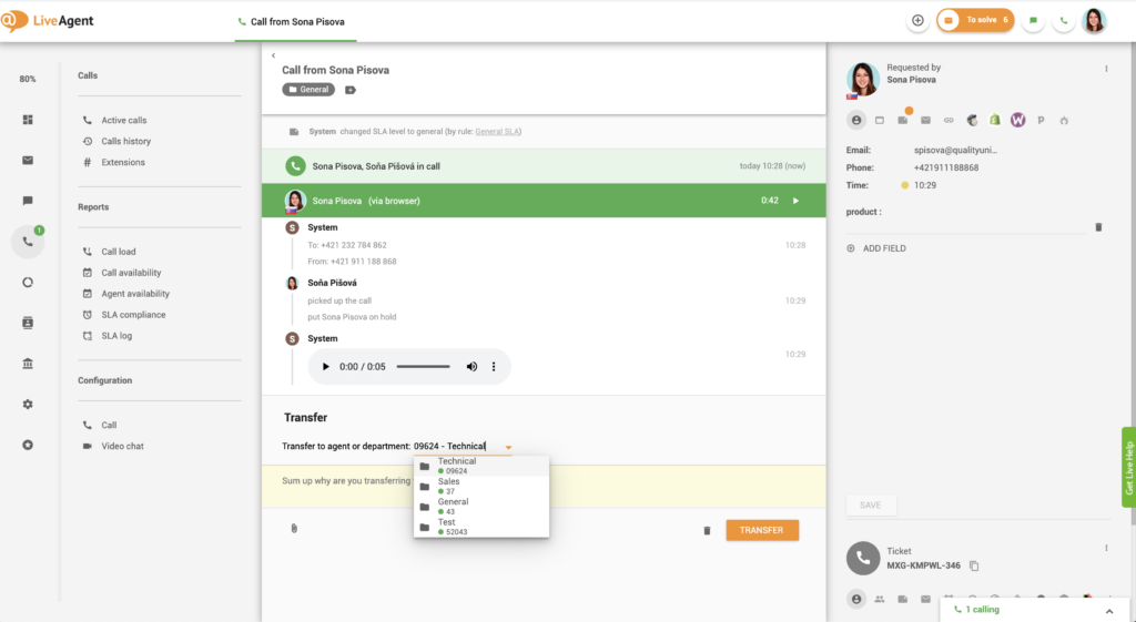 Funkcija prenosa klicev