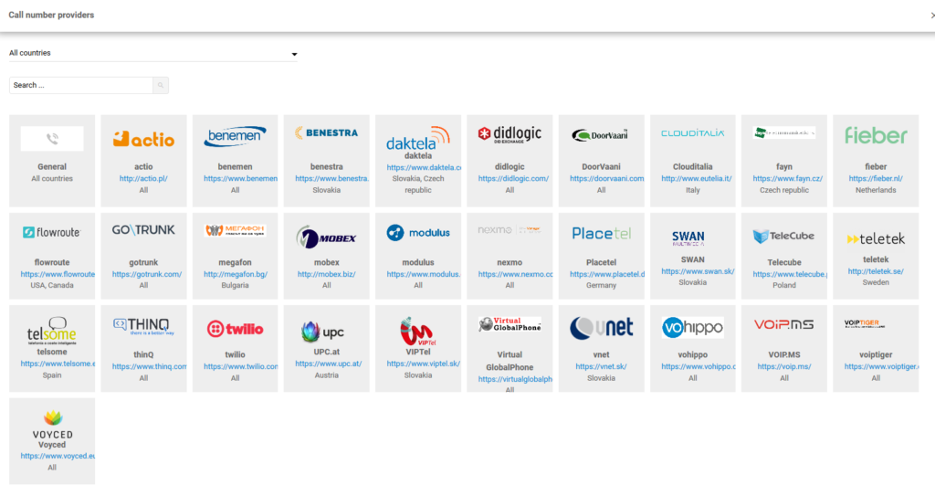 Seznam ponudnikov telefonskih številk