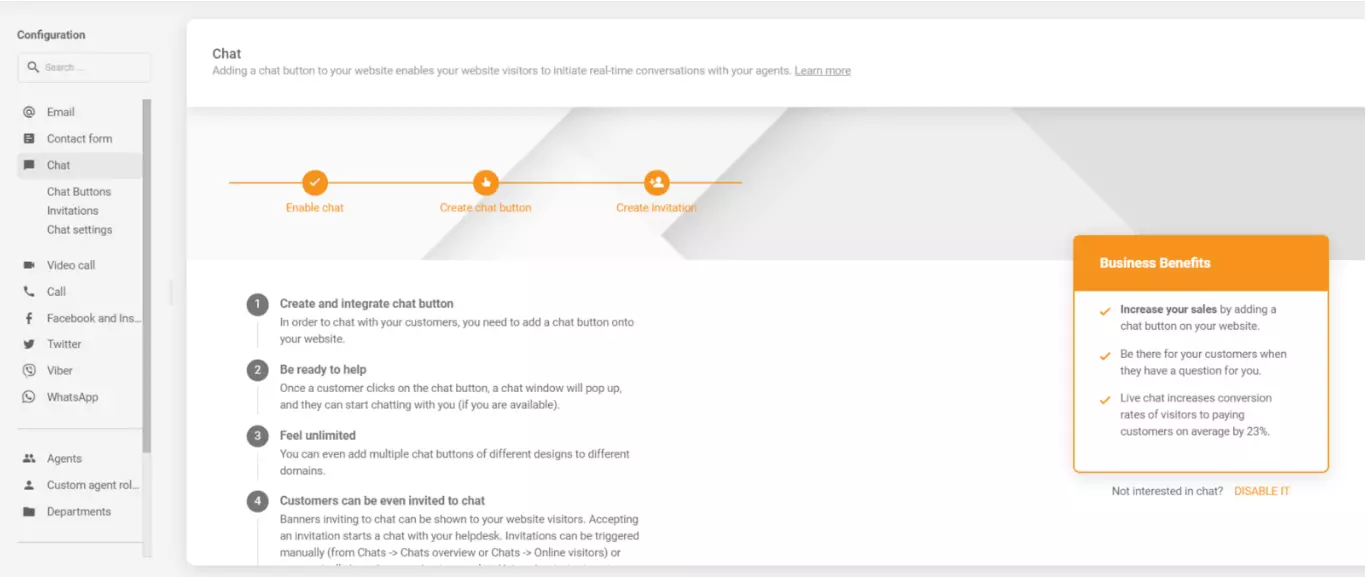 Konfiguracija klepeta LiveAgent