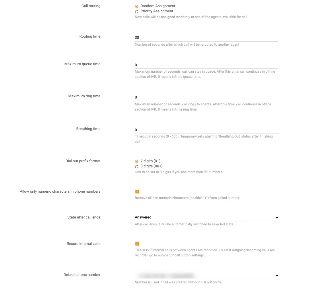 Konfiguracija nastavitev klicev