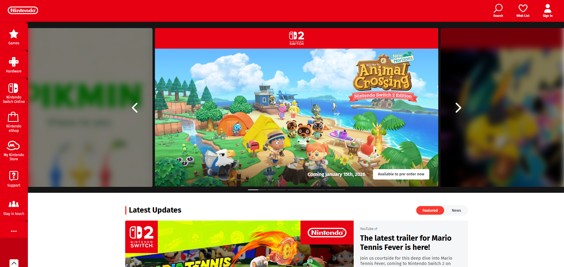 Kontakti Nintendo Help Desk