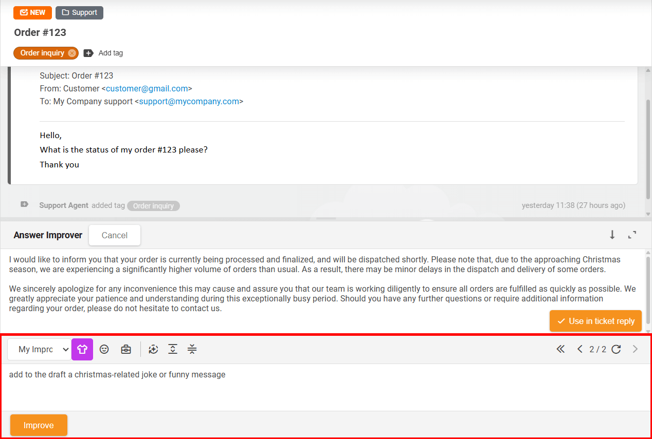Urejanje odgovorov z Answer Composer