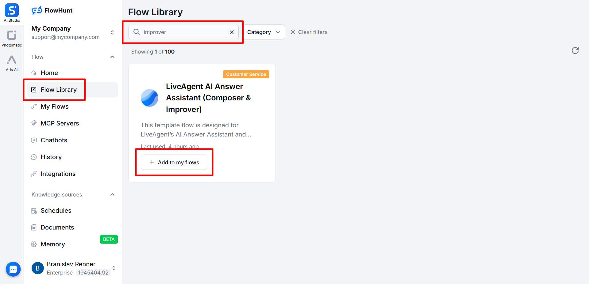 Integracija izboljševalnika odgovorov z umetno inteligenco in FlowHunt
