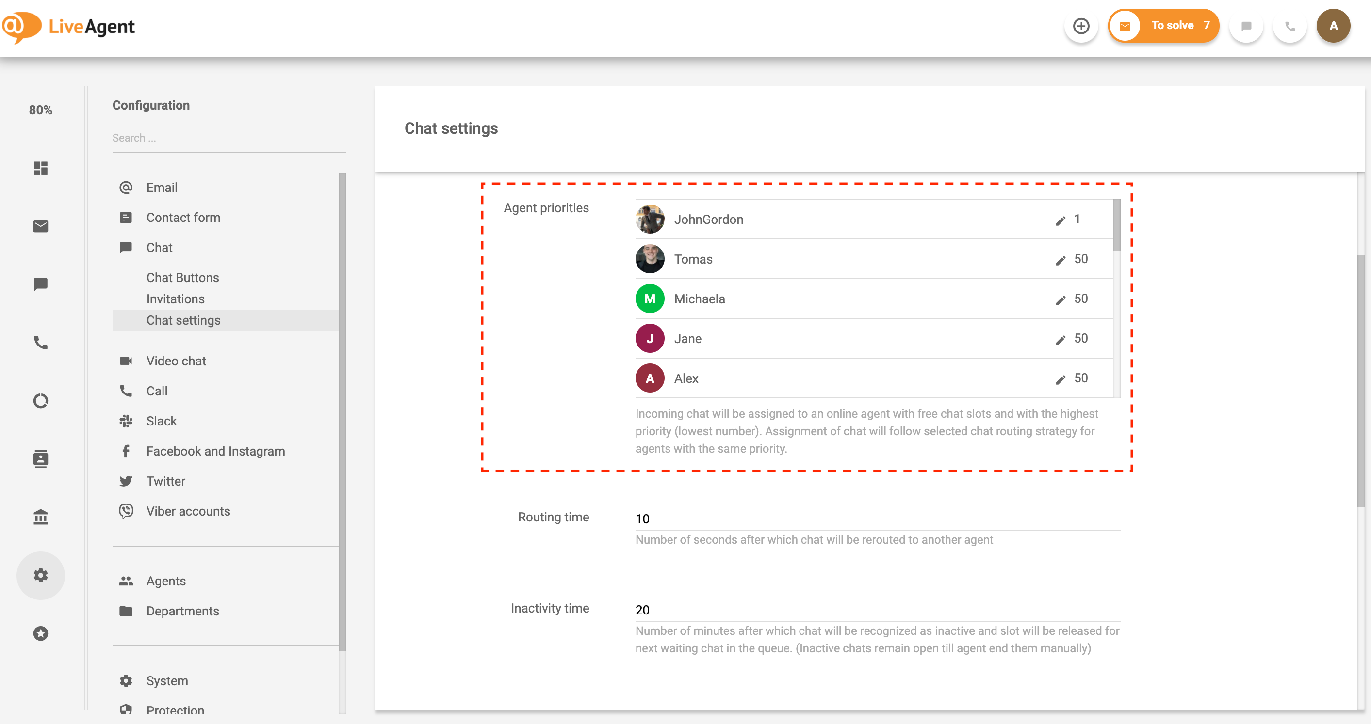 Avtomatska distribucija klepeta prioritete agentov