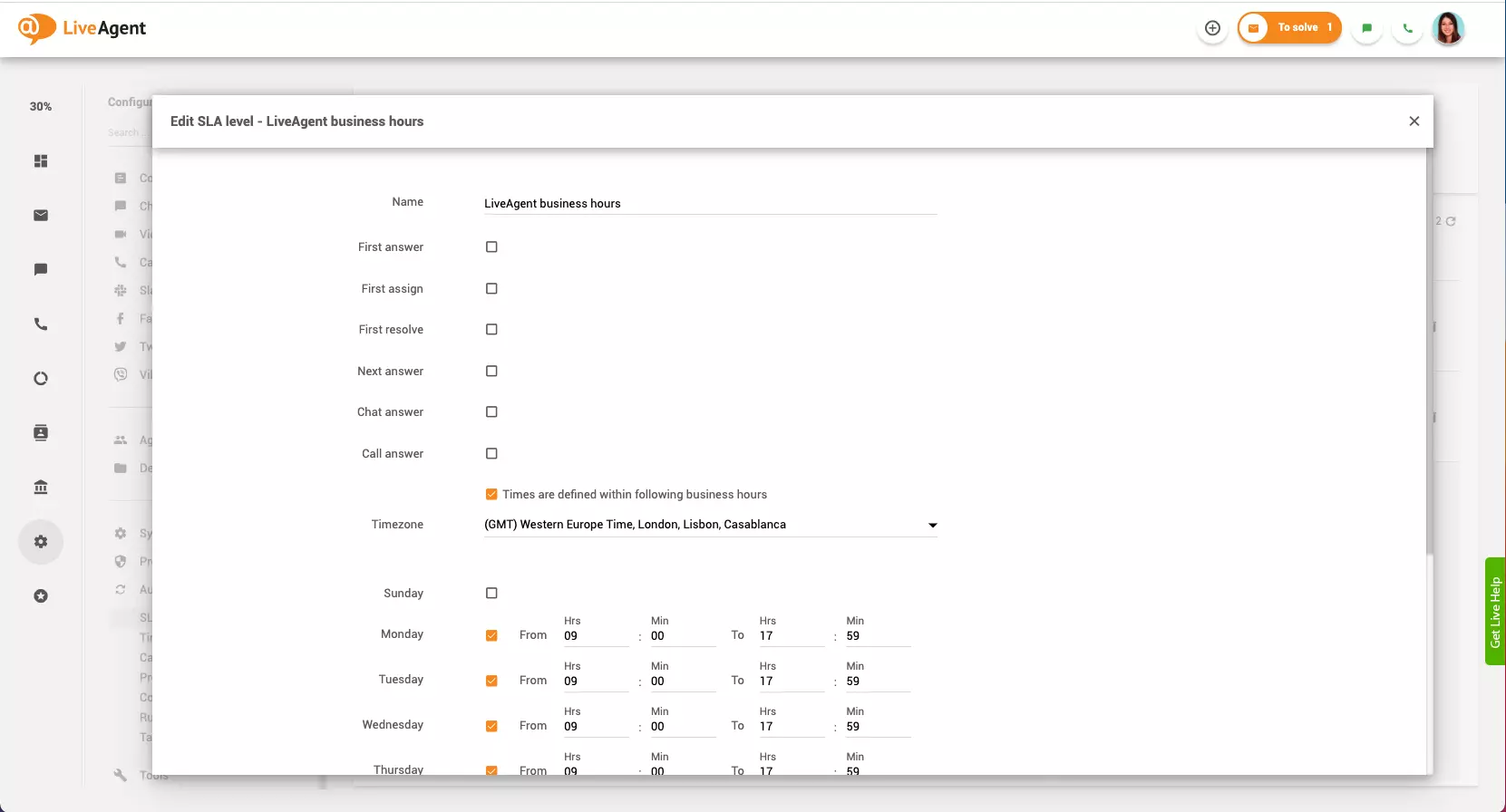 Nastavitev delovnega časa