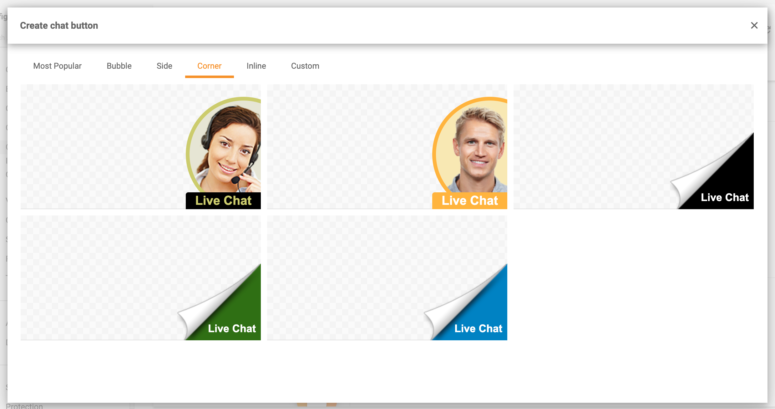 Vogalni gumbi za klepet