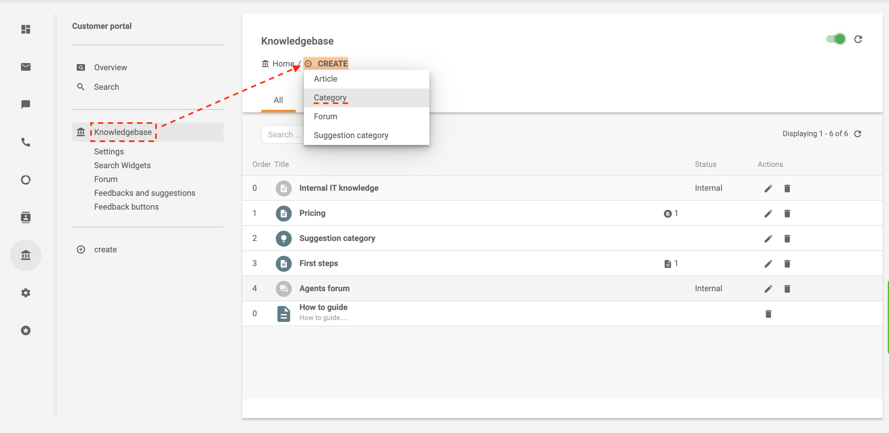Ustvari kategorijo v LiveAgent