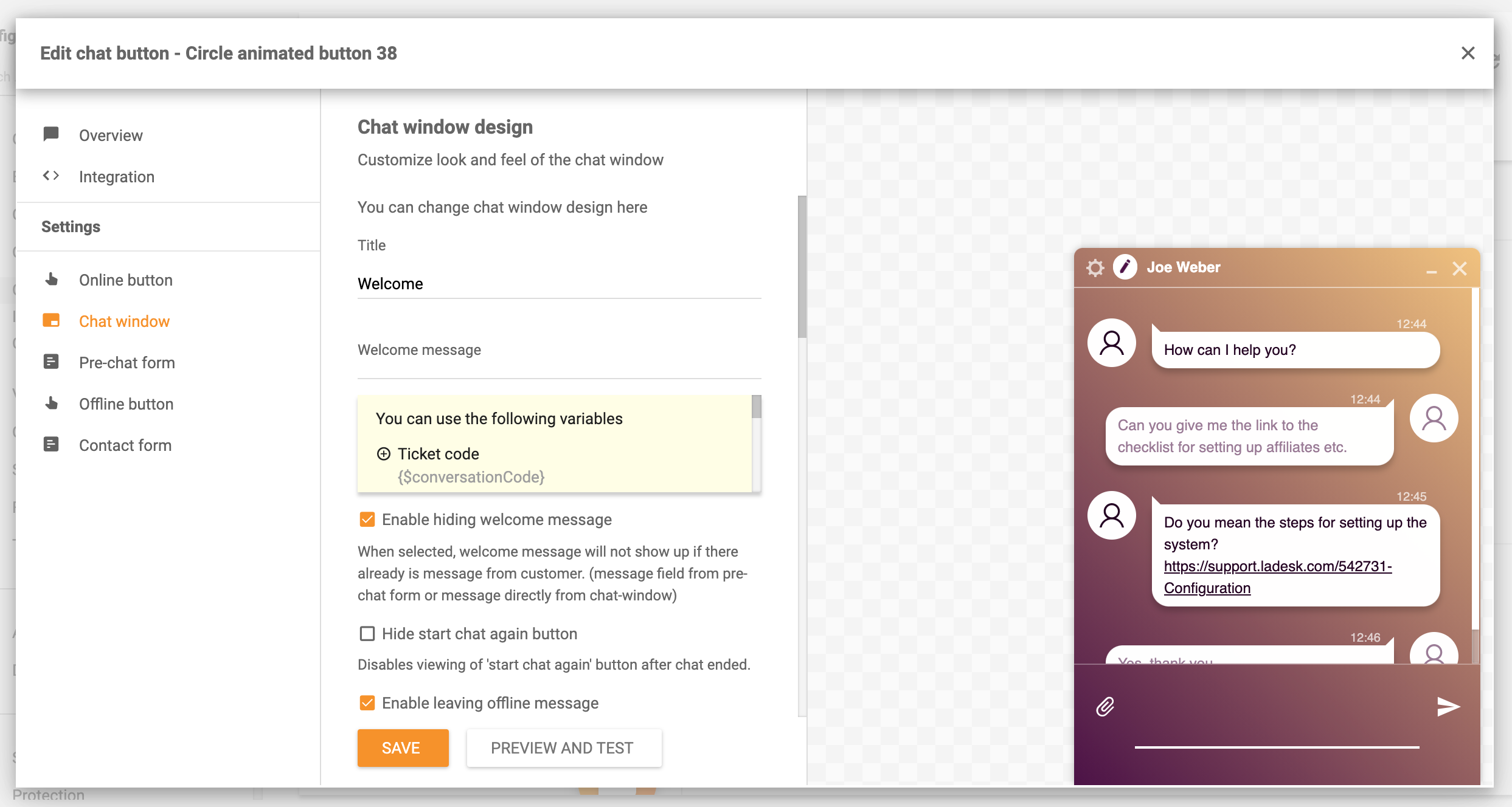 Oblikujte svoj klepet v realnem času v LiveAgent