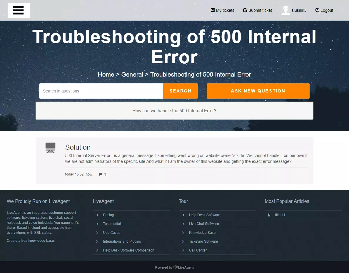 Forum v portalu za stranke