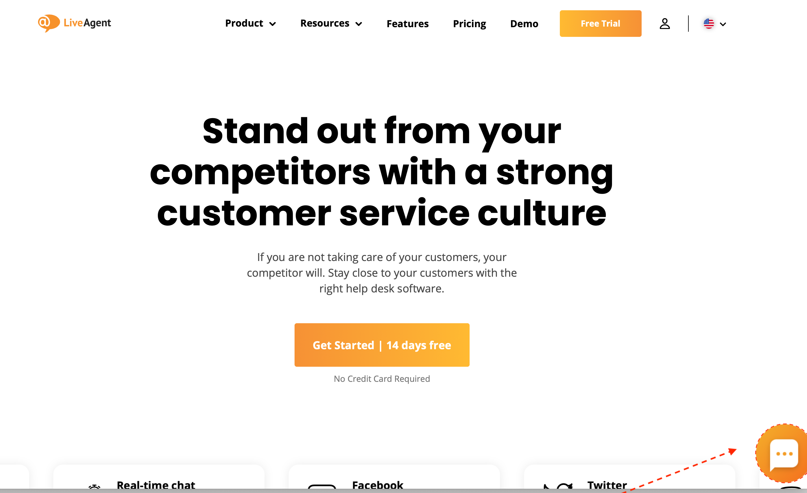 Primer gumba za klepet LiveAgent