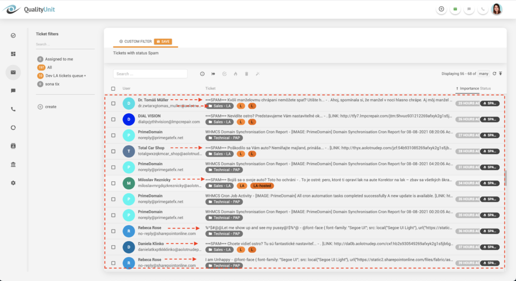Filtriranje spam e-poštnih sporočil LiveAgent