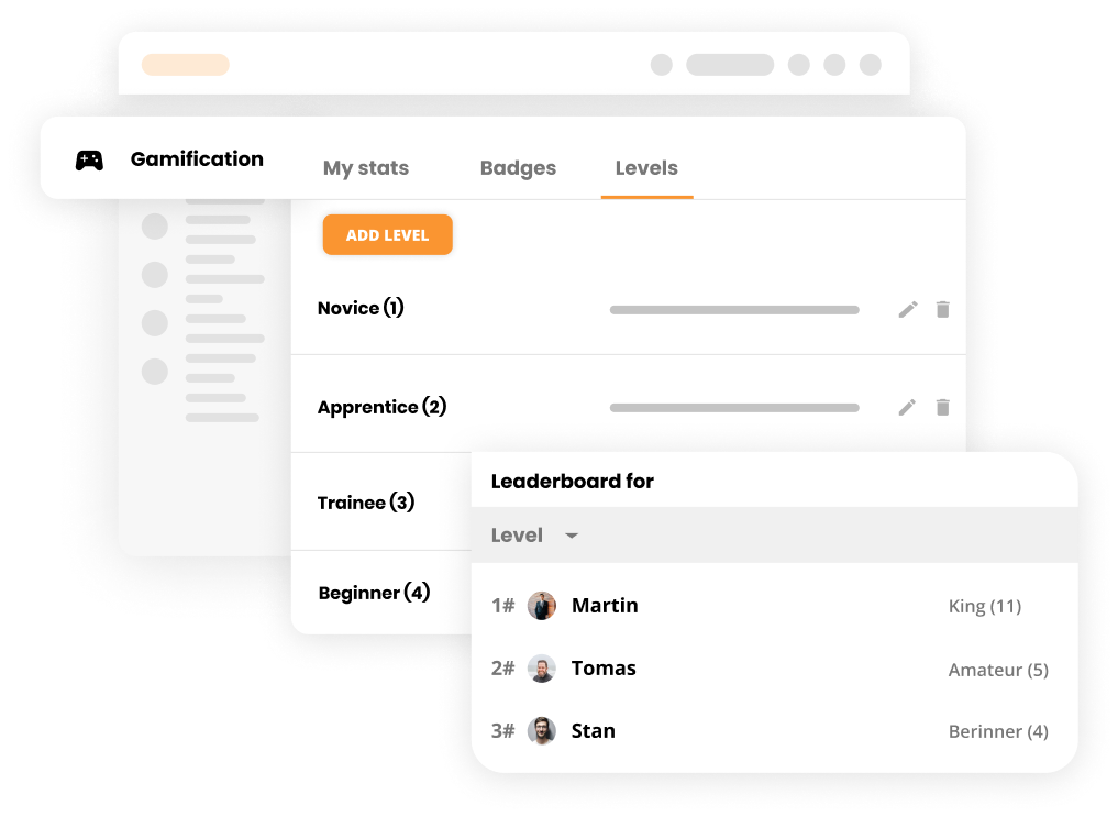 Lestvica za nivoje prikazuje napredek agentov
