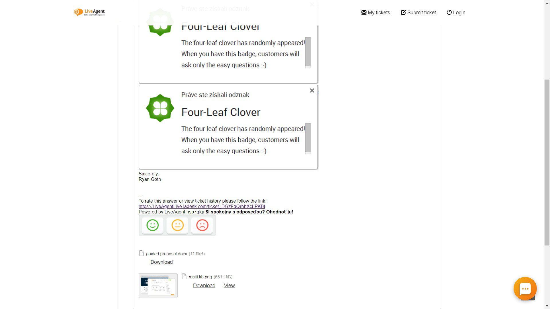 Pošljite celotno zgodovino vstopnic komu z deljenjem klikljive povezave