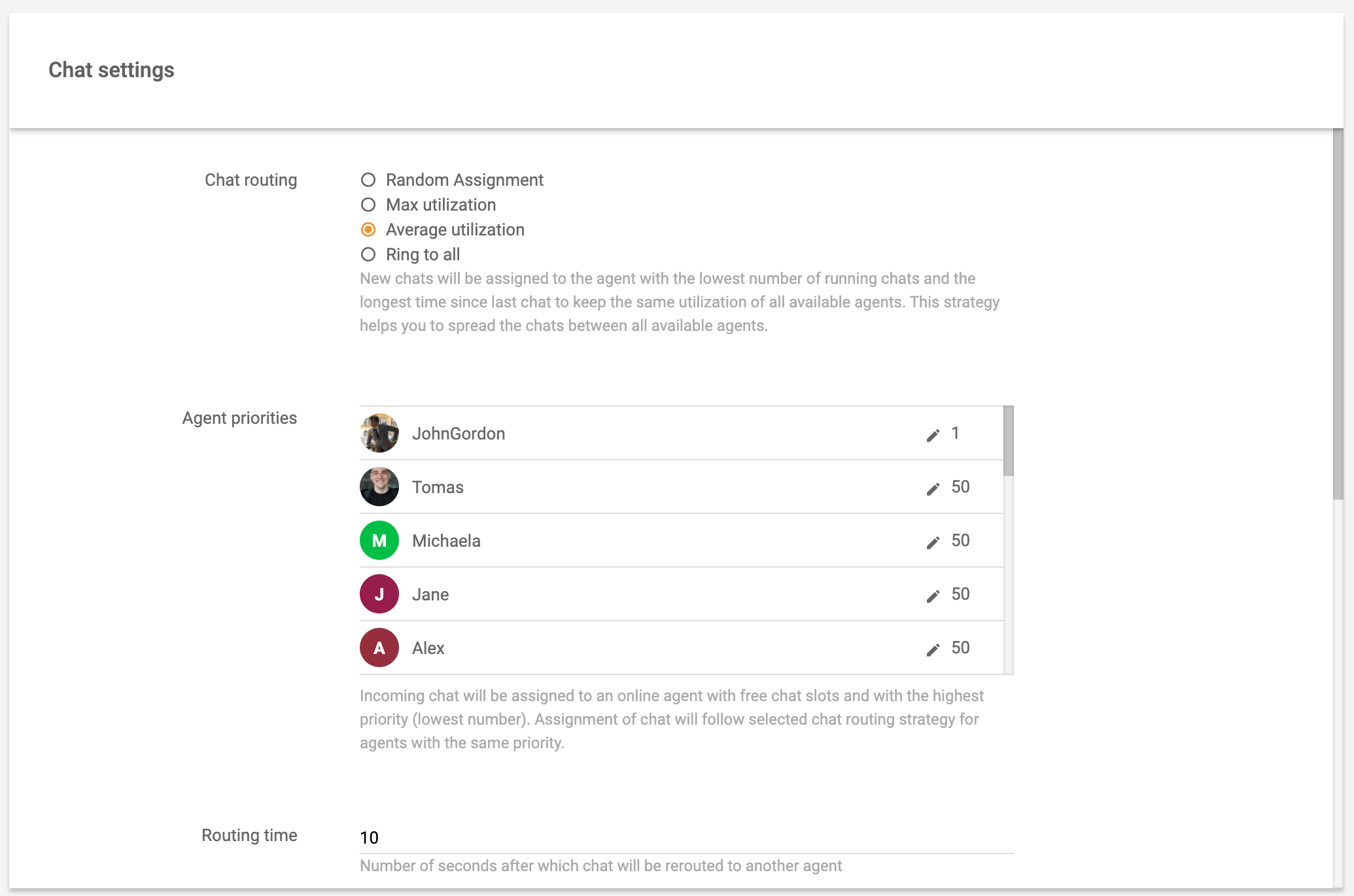 Nastavitve in usmerjanje klepeta v realnem času LiveAgent