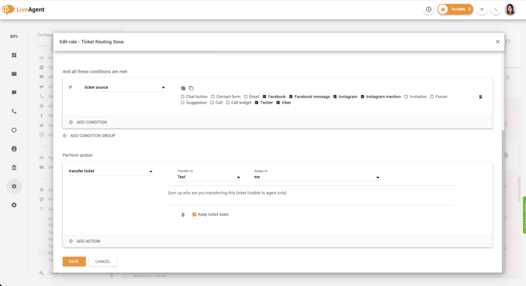 Nastavitev pravil za usmerjanje vozovnic - 2. del