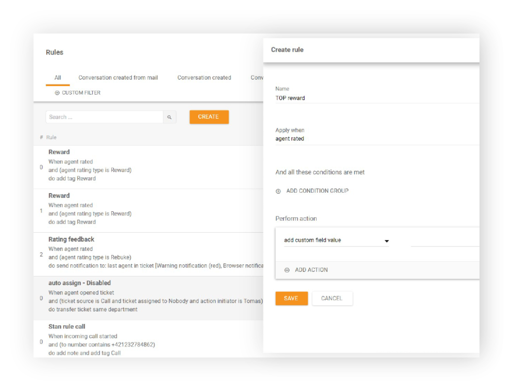 Ustvari pravilo v LiveAgent