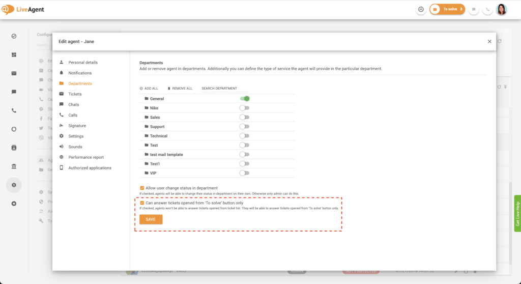 Nastavitve samo Za Reševanje