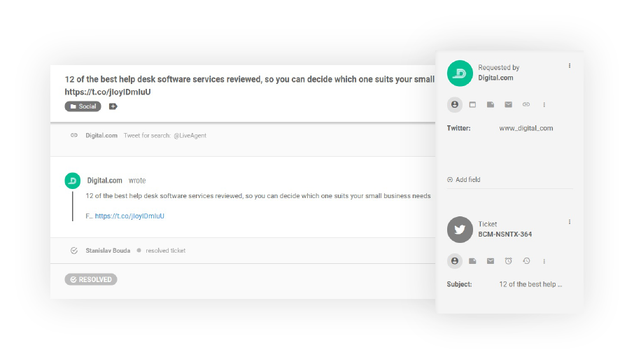 Twitterska vstopnica v LiveAgent