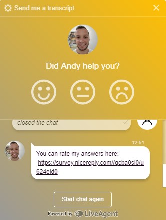 Ocena agenta v živem klepetu