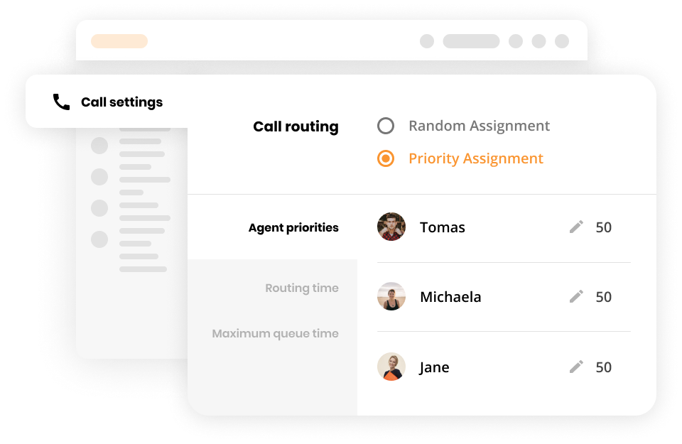Funkcija usmerjanja klicev v programski opremi klicnega centra LiveAgent