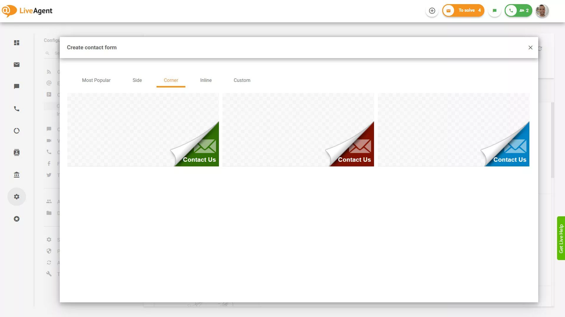 Vogalni kontaktni obrazec Gumb