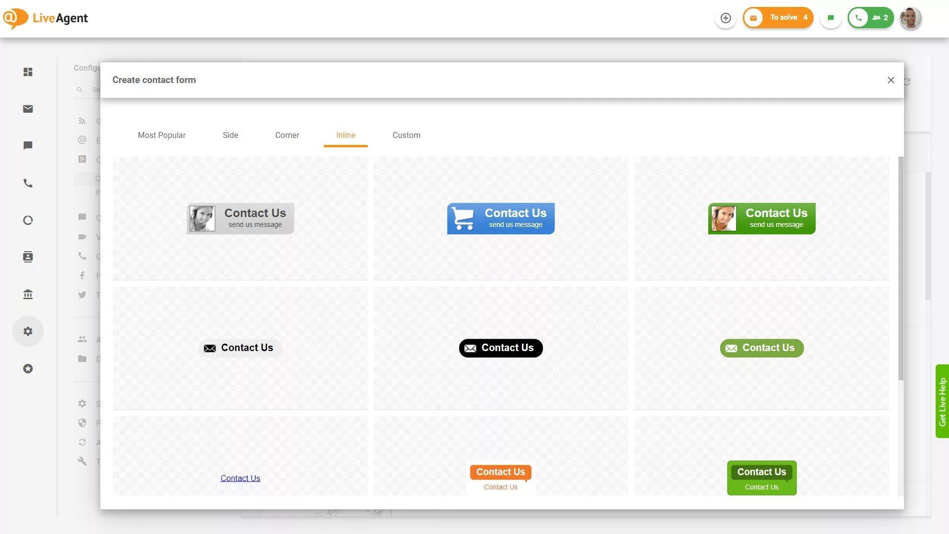 Vgrajeni kontaktni obrazci Gumbi