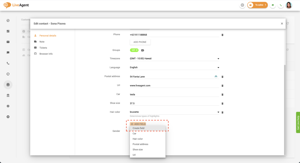 Ustvarjanje polja v stikih