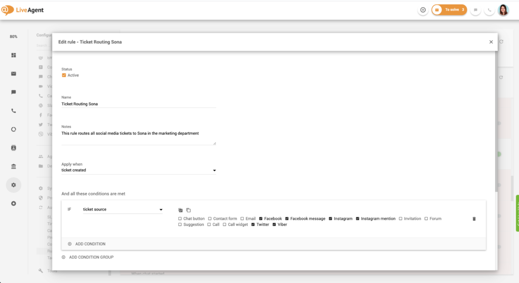 Nastavitev pravil za usmerjanje vozovnic - 1. del