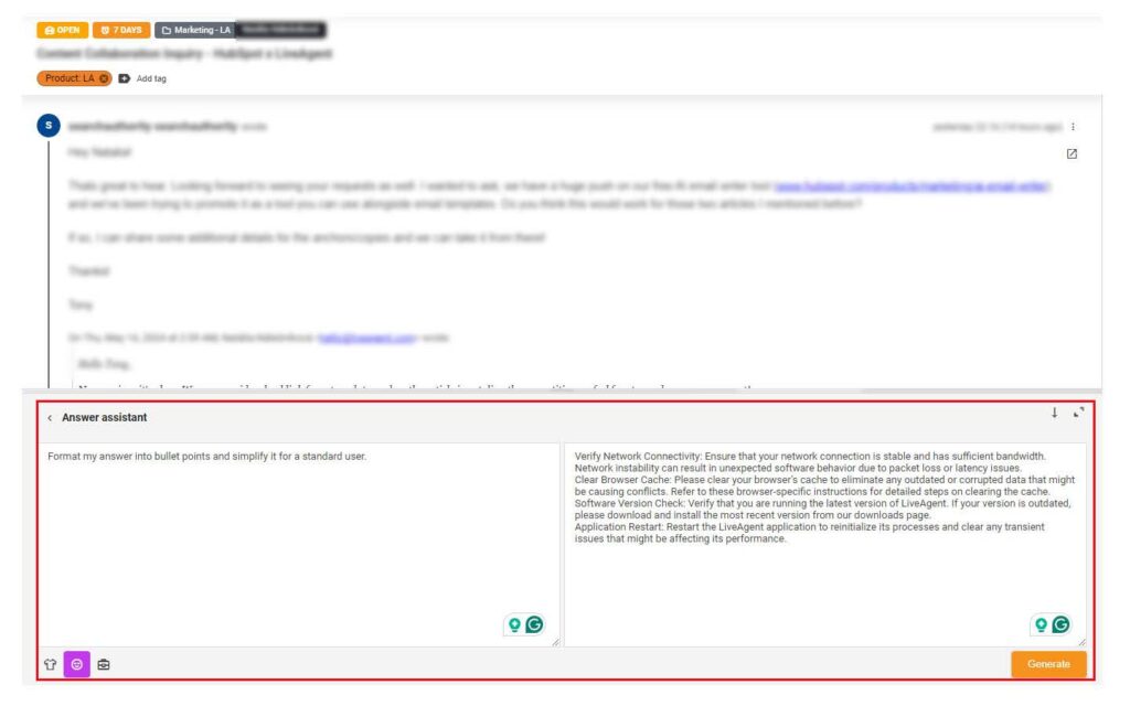 Slika, ki prikazuje možnost Custom Answer Assistant s pozivom in sporočilom za prikaz tega asistenta