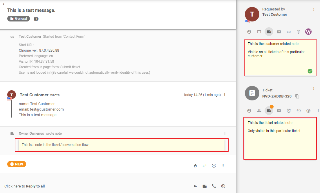 LiveAgent različne vrste notranjih opomb