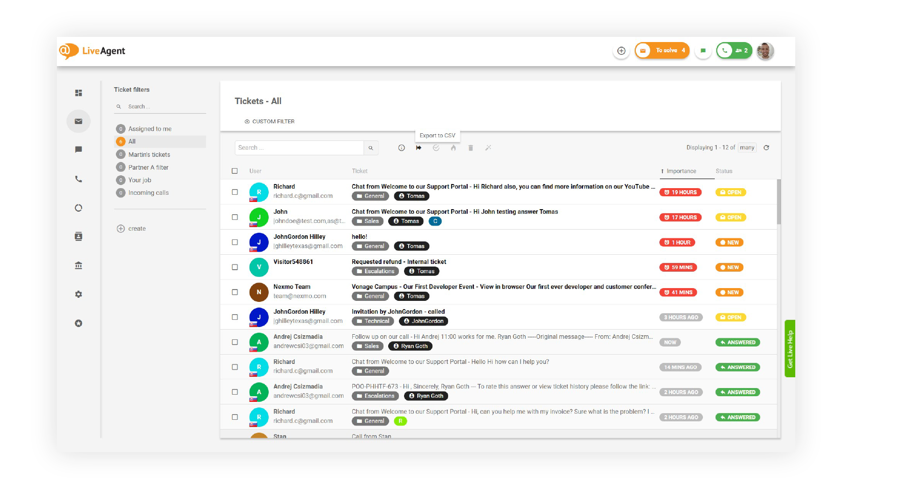 Univerzalna nabiralna pošta LiveAgent